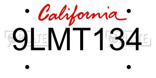 9LMT134 California License Plate