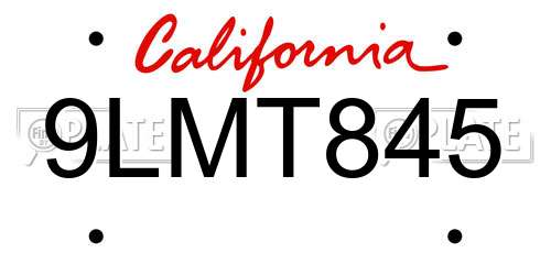 9LMT845 California License Plate