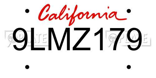 9LMZ179 California License Plate