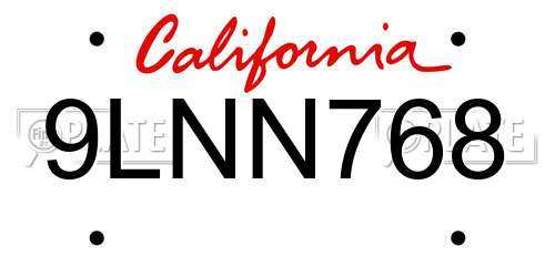 9LNN768 California License Plate
