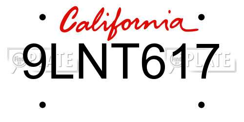 9LNT617 California License Plate