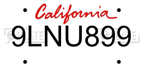 9LNU899 California License Plate