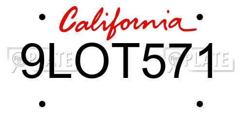 9LOT571 California License Plate