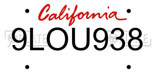 9LOU938 California License Plate