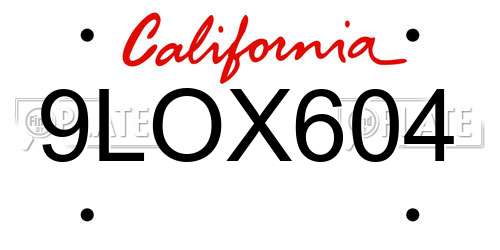 9LOX604 California License Plate