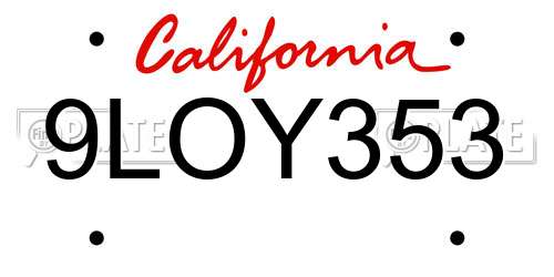 9LOY353 California License Plate