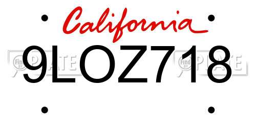 9LOZ718 California License Plate