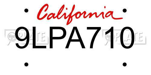 9LPA710 California License Plate
