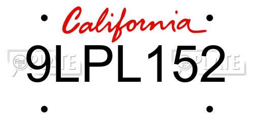 9LPL152 California License Plate