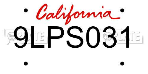 9LPS031 California License Plate