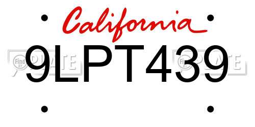 9LPT439 California License Plate