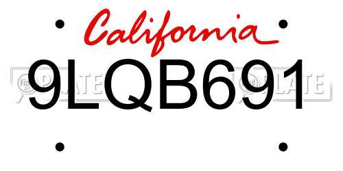 9LQB691 California License Plate