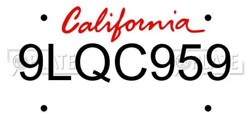 9LQC959 California License Plate