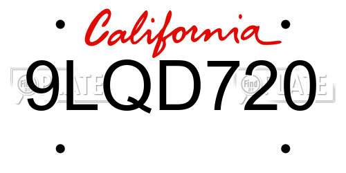 9LQD720 California License Plate