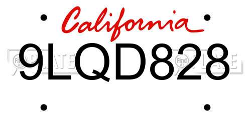 9LQD828 California License Plate