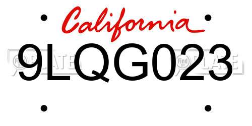 9LQG023 California License Plate