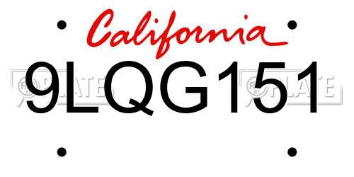 9LQG151 California License Plate