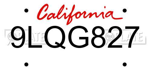 9LQG827 California License Plate