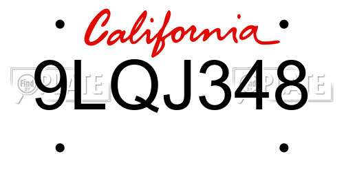 9LQJ348 California License Plate