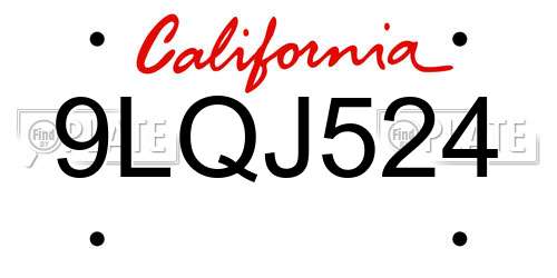 9LQJ524 California License Plate