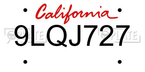 9LQJ727 California License Plate