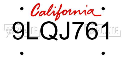 9LQJ761 California License Plate