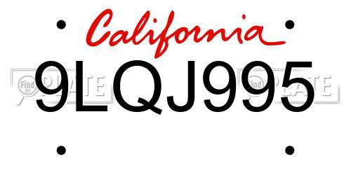 9LQJ995 California License Plate