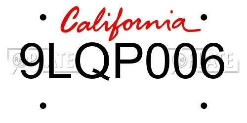 9LQP006 California License Plate