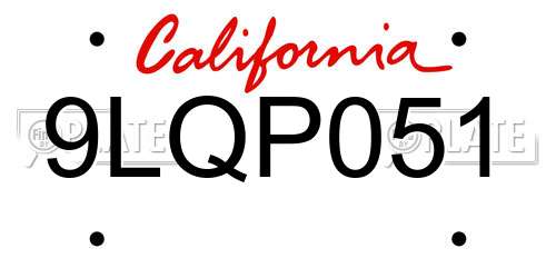 9LQP051 California License Plate