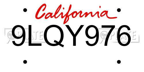9LQY976 California License Plate