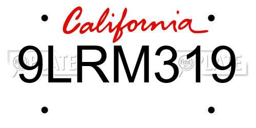 9LRM319 California License Plate