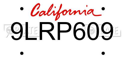 9LRP609 California License Plate