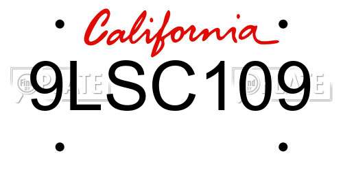 9LSC109 California License Plate