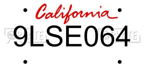 9LSE064 California License Plate