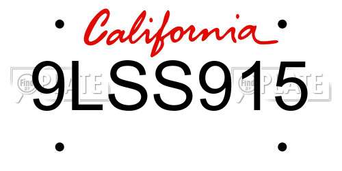 9LSS915 California License Plate