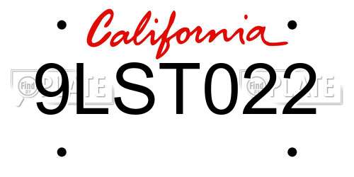 9LST022 California License Plate