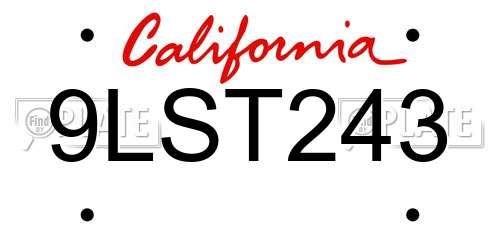 9LST243 California License Plate