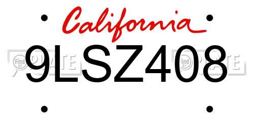9LSZ408 California License Plate
