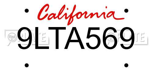 9LTA569 California License Plate