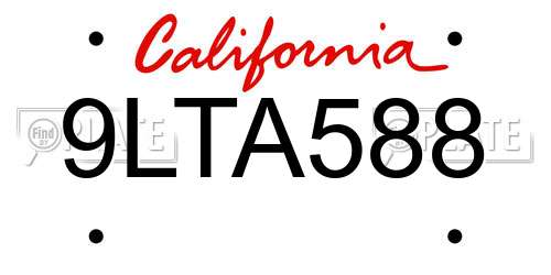 9LTA588 California License Plate