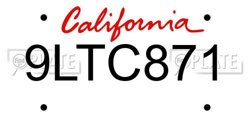 9LTC871 California License Plate