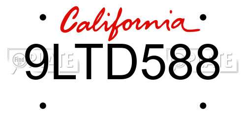 9LTD588 California License Plate