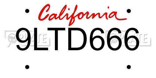 9LTD666 California License Plate