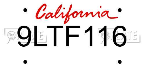 9LTF116 California License Plate