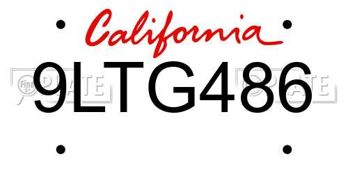 9LTG486 California License Plate