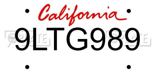 9LTG989 California License Plate