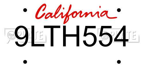 9LTH554 California License Plate