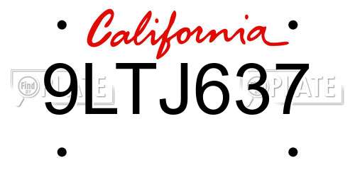 9LTJ637 California License Plate