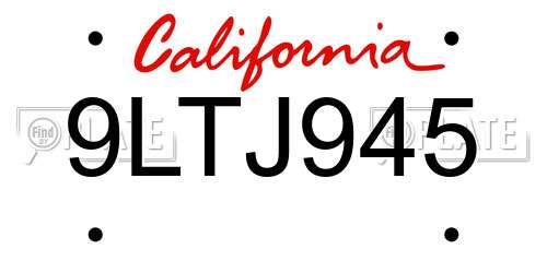 9LTJ945 California License Plate