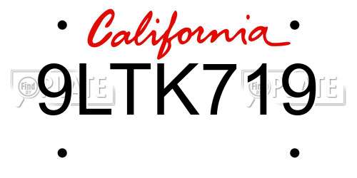 9LTK719 California License Plate
